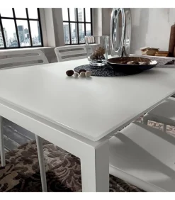 Tavolo Cucina Fisso Con Piano Laminato E Vetro E Gambe In Metallo Verniciato. L. 138 E 160 X90 Cm. - Art.Tv120