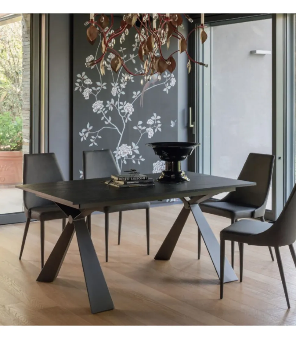 Tavolo Da Pranzo Allungabile Delta At132/160 Di Altacom, Realizzato Interamente In Italia.