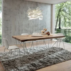 Tavolo Fisso Con Base In Metallo A Traliccio E Piano Laminato O Legno Scortecciato. Nella Lunghezze 170 E 200 Cm X 100 Cm Srt Tv134