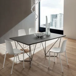 Tavolo Fisso Con Base In Metallo A Traliccio E Piano Laminato O Legno Scortecciato. Nella Lunghezze 170 E 200 Cm X 100 Cm Srt Tv134