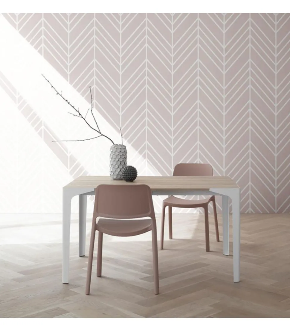 Tavolo Fisso Con Piano Laminato Hpl E Fenix, Con Gambe In Metallo Verniciato.Da 120 A 160 Cm. - Art.Tv125