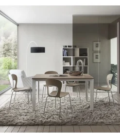 Tavolo Fisso Con Piano Laminato E Vetro E Gambe Alluiminio Anodizzato O Verniciato. L. 138 E 160 X90 Cm. - Art.Tv115