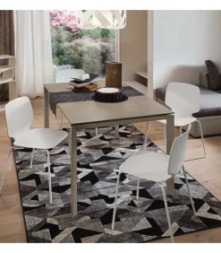 Tavolo Fisso Da Cucina Con Piano Legno E Vetro Nelle Misure 120 - 138- 160 Cm.