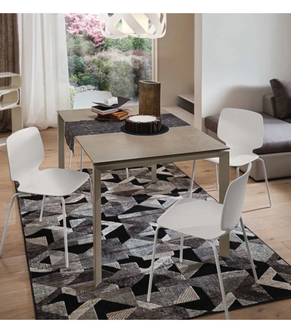 Tavolo Fisso Da Cucina Con Piano Legno E Vetro Nelle Misure 120 - 138- 160 Cm.