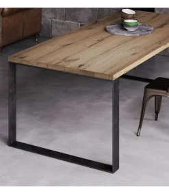 Tavolo Fisso Interamente Realizzato In Italia, Con Piano Impiallacciato In Truciolare Di Pioppo.