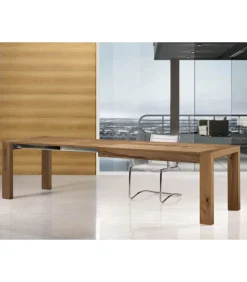 Tavolo Fisso O Allungabile Con Apertura Telescopica In Metallo E Piano Impiallacciato In Vernici Igienizzanti.