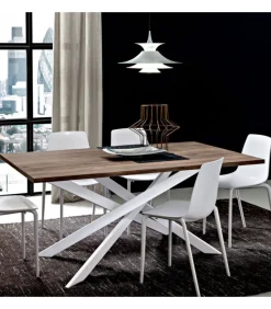 Tavolo Fisso Tv126 Con Piano Laminato E Legno Da 170 E 200 Cm.