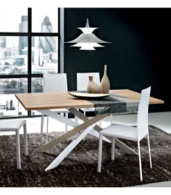 Tavolo Fisso Tv126 Con Piano Laminato E Legno Da 170 E 200 Cm.