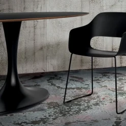 Tavolo In Stile Toulip Con Basamento In Minerlmarmo E Piano Ovalelaminato, Impiallacciato O Vetro L.209X116 H.76 (200X116 In Vetro)