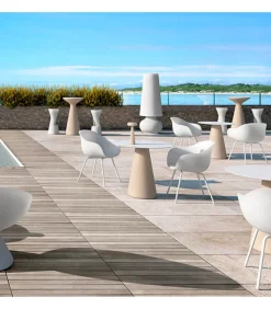 Tavolo Per L'Uso Outdoor, Piano In Hpl E Base In Polietilene, Certificato Da Catas.