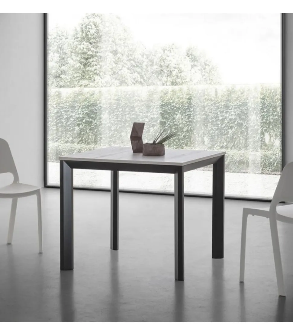 Tavolo Quadrato Superallungabile, Da 90X90 A 232 X 90 Cm - Art.Tv146S