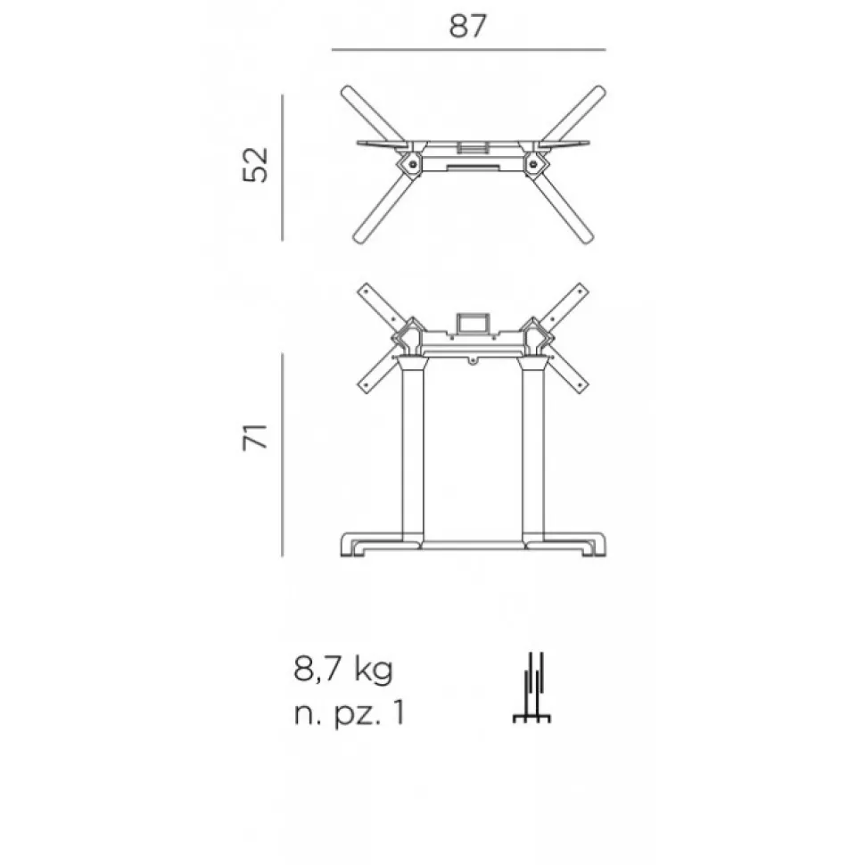 Tavolo Rettangolare Scudo Double Per Esterni Impilabile E Ribaltabile