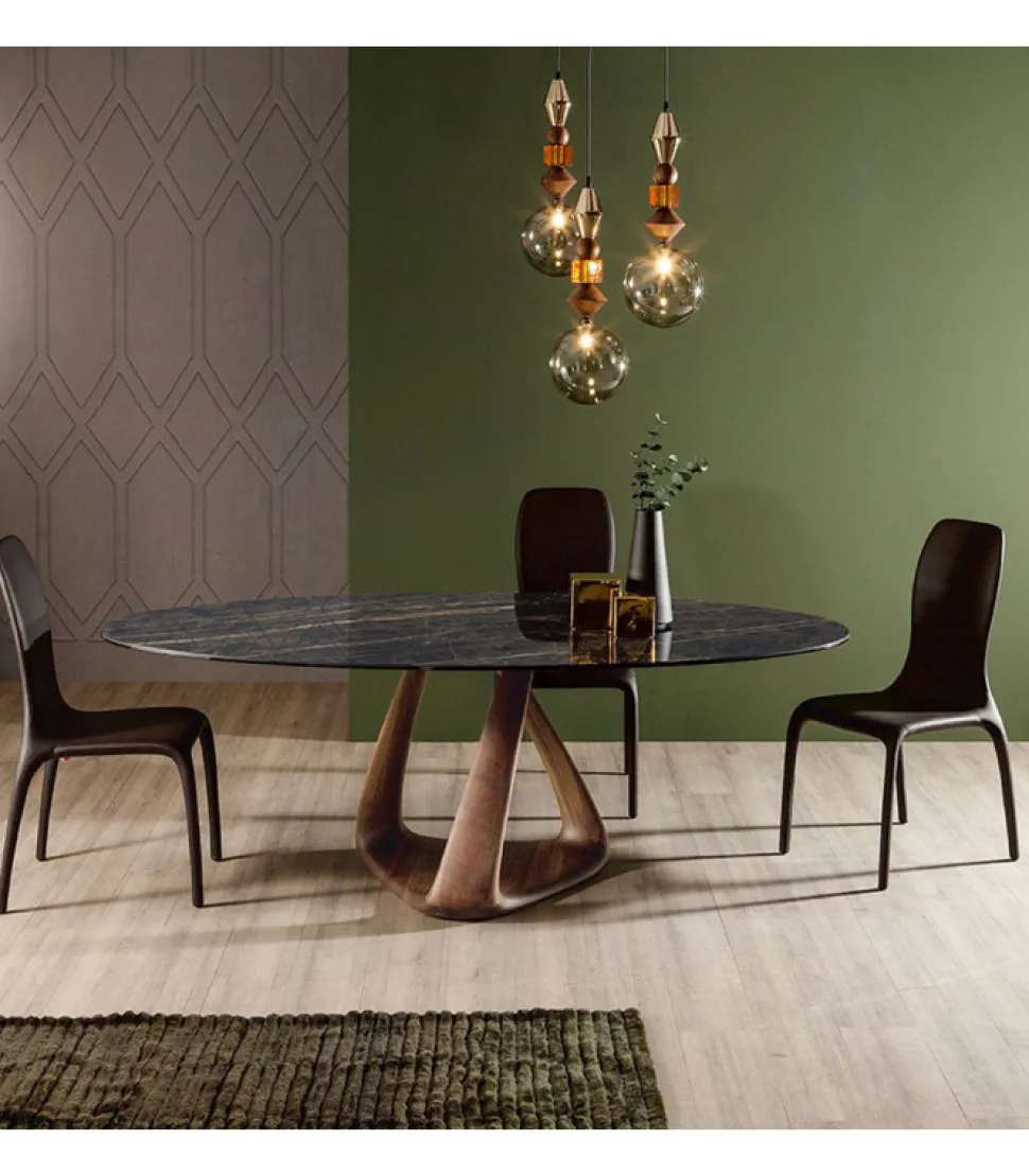 Tavolo Rizoma Con Piano Rotondo.