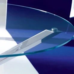 Tavolo Rotondo Fisso Trio, Metallo E Vetro Anche Antigraffio