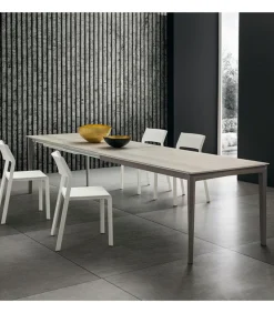 Tavolo Superallungabile Con 3 Allunghe, Piano In Hpl E Fenix E Gambe In Metallo Verniciato - Da 138 E 160 Cm. - Art.138S