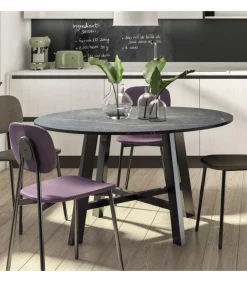 Tavolo Tondo Thor Con Basamento In Metallo Verniciato A Polveri