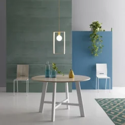 Tavolo Tondo Thor Con Basamento In Metallo Verniciato A Polveri