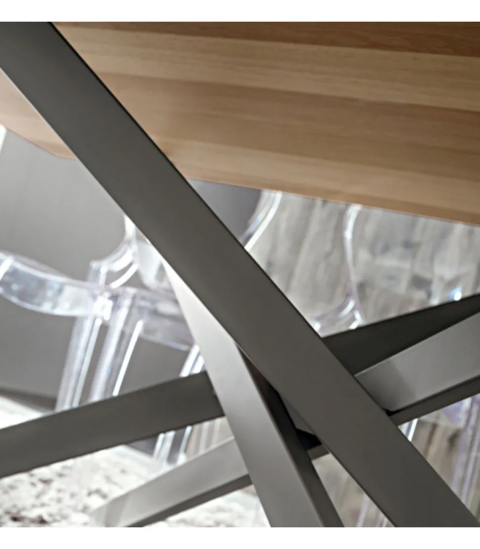 Tavolo Tv126 Con Piano Da 30Mmin Hpl, Fenix Oimpiallacciato Rovere Naturale