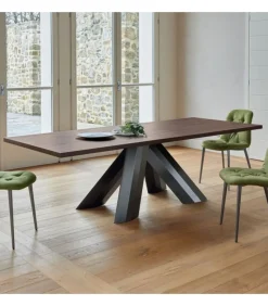 Tavolo Twist Fisso Con Piano Rettangolare.