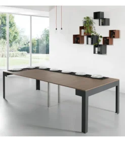 Tavolo-Consolle Allungabile Con Struttura In Lamina D'Acciaio Verniciata