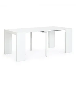 Tavolo-Consolle Daniel Bianco 45/270X90 Struttura In Mdf Laccato Opaco Con Supporto Centrale In Acciaio