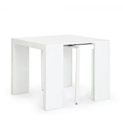 Tavolo-Consolle Daniel Bianco 45/270X90 Struttura In Mdf Laccato Opaco Con Supporto Centrale In Acciaio