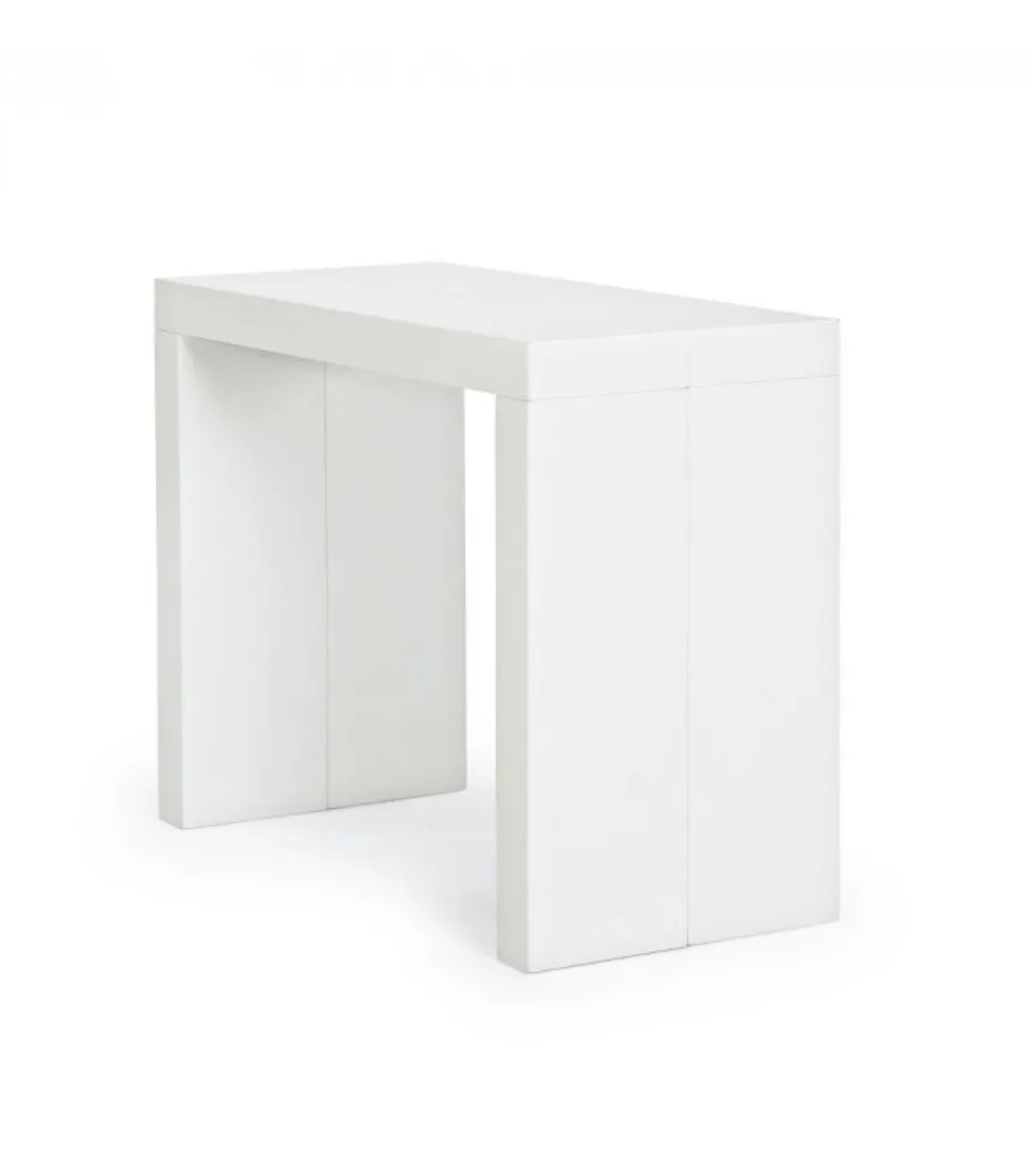 Tavolo-Consolle Daniel Bianco 45/270X90 Struttura In Mdf Laccato Opaco Con Supporto Centrale In Acciaio